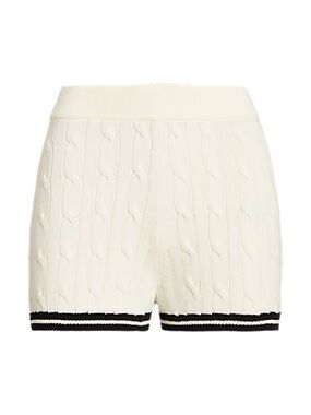 Polo Ralph Lauren Cable Knit Cricket Shorts Cream XS Cotton Blend
